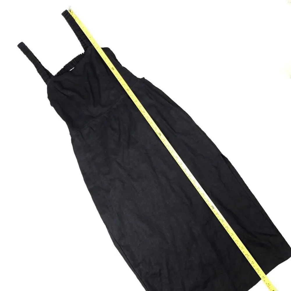 REFORMATION Dale Open Back 100% Linen Sheath Midi Dress 8 Minimal Black